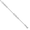Leslie's Sterling Silver Rhodium-plated Fancy Link 9 with 1in ext. Anklet