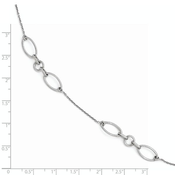 Leslie's Sterling Silver Rhodium-plated Fancy Link 9 with 1in ext. Anklet - Image 4
