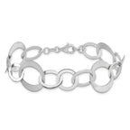 Leslie's Sterling Silver Rhodium-plated Polished and Brushed Link Bracelet - Image 3