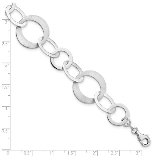 Leslie's Sterling Silver Rhodium-plated Polished and Brushed Link Bracelet - Image 4