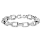 Leslie's Sterling Silver Rhodium-plated Polished and Textured Link Bracelet - Image 3