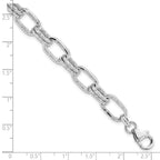 Leslie's Sterling Silver Rhodium-plated Polished and Textured Link Bracelet - Image 4