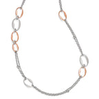 Leslie's Sterling Silver RH/Rose-plat Scratch-finish 2-Chain Necklace
