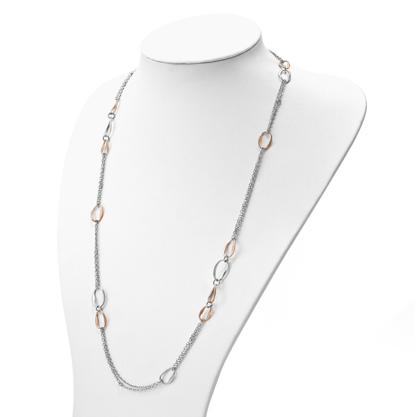 Leslie's Sterling Silver RH/Rose-plat Scratch-finish 2-Chain Necklace - Image 3