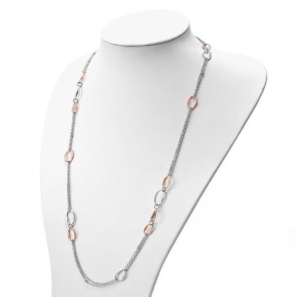 Leslie's Sterling Silver RH/Rose-plat Scratch-finish 2-Chain Necklace - Image 4