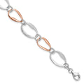 Leslie's Sterling Silver Rose-plated w/1in ext. Link Bracelet