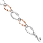 Leslie's Sterling Silver Rose-plated w/1in ext. Link Bracelet
