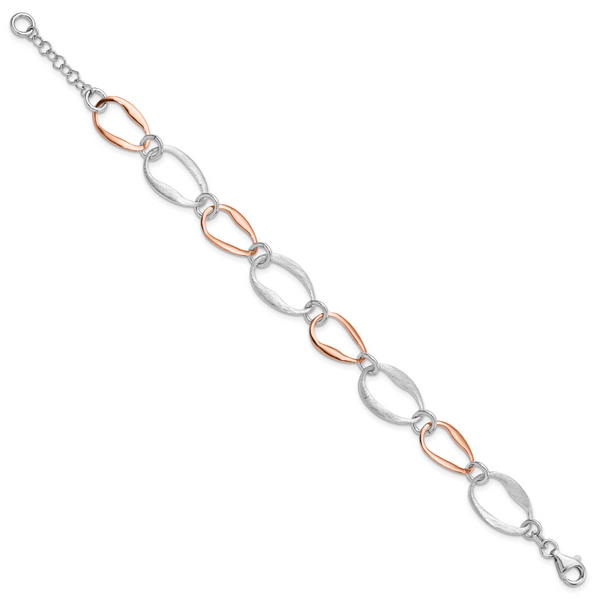 Leslie's Sterling Silver Rose-plated w/1in ext. Link Bracelet - Image 2