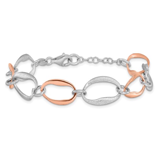 Leslie's Sterling Silver Rose-plated w/1in ext. Link Bracelet - Image 3