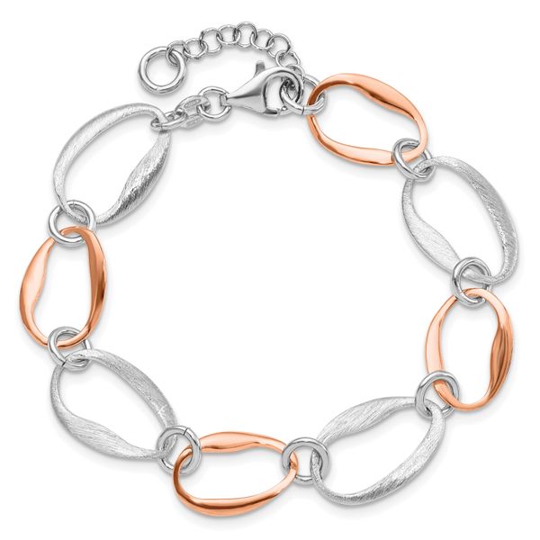 Leslie's Sterling Silver Rose-plated w/1in ext. Link Bracelet - Image 5
