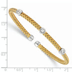 Leslie's Sterling Silver Rhodium-plated Gold-plated CZ Woven Flexible Cuff - Image 2