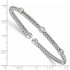 Leslie's Sterling Silver Rhodium-plated CZ Woven Flexible Cuff - Image 2