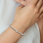 Leslie's Sterling Silver Rhodium-plated CZ Woven Flexible Cuff - Image 3