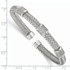 Leslie's Sterling Silver Rhodium-plated CZ Woven Flexible Cuff - Image 2