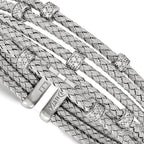 Leslie's Sterling Silver Rhodium-plated CZ Woven Flexible Cuff - Image 2