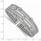 Leslie's Sterling Silver Rhodium-plated CZ Woven Flexible Cuff - Image 3
