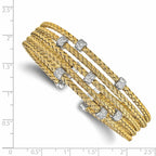 Leslie's Sterling Silver Rhodium-plated Gold-plated CZ Woven Flexible Cuff - Image 3