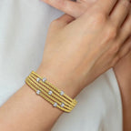 Leslie's Sterling Silver Rhodium-plated Gold-plated CZ Woven Flexible Cuff - Image 4
