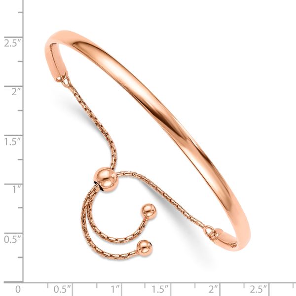 Sterling Silver Rose Gold-plated Polished Adjust Bangle - Image 2