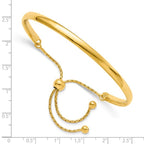 Sterling Silver Gold-plated Polished Adjustable Bangle - Image 2