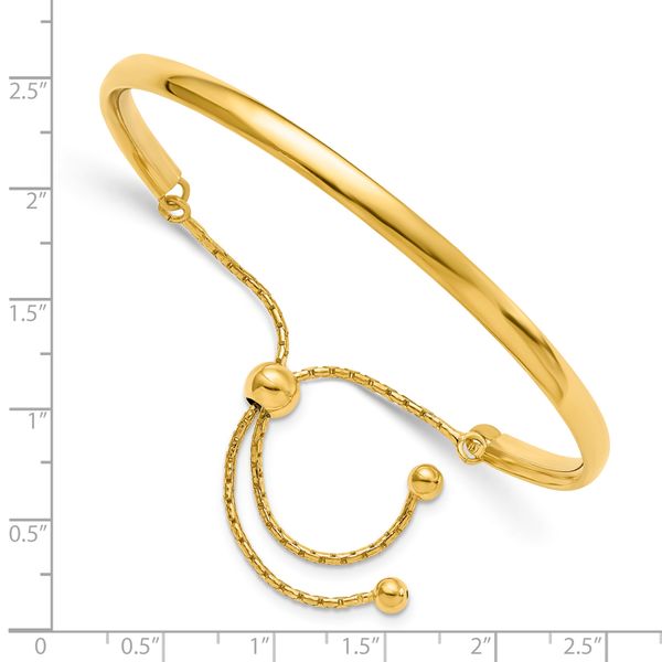 Sterling Silver Gold-plated Polished Adjustable Bangle - Image 2