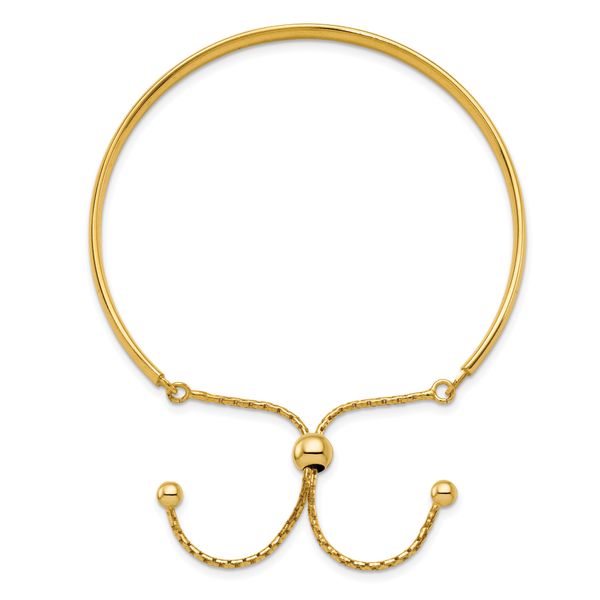 Sterling Silver Gold-plated Polished Adjustable Bangle - Image 3