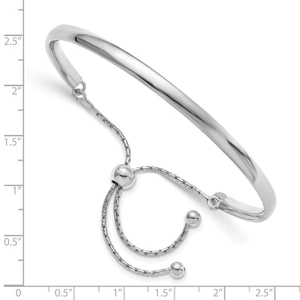 Sterling Silver Polished Adjustable Bangle - Image 2