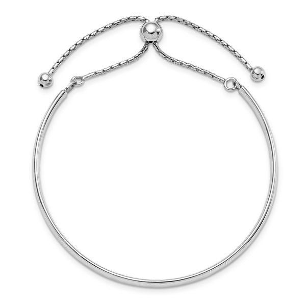 Sterling Silver Polished Adjustable Bangle - Image 3