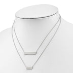 Leslie's Sterling Silver RH-plated Polished Double Bar Necklace - Image 2