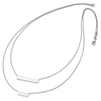 Leslie's Sterling Silver RH-plated Polished Double Bar Necklace - Image 3