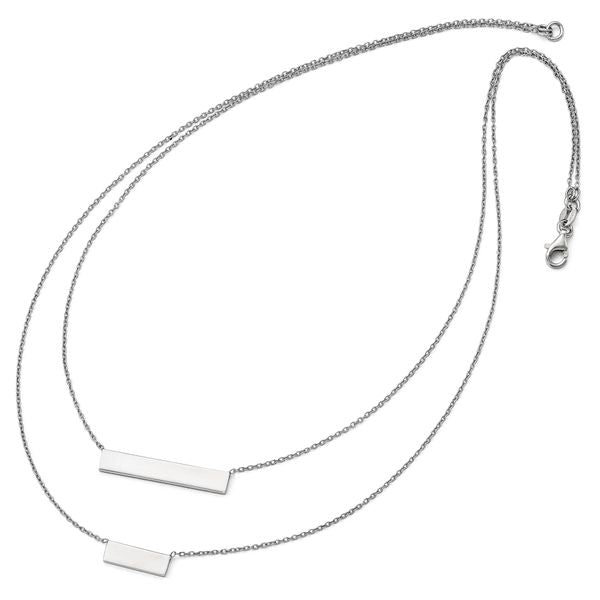 Leslie's Sterling Silver RH-plated Polished Double Bar Necklace - Image 3