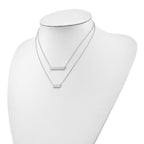 Leslie's Sterling Silver RH-plated Polished Double Bar Necklace - Image 4