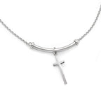 Leslie's Sterling Silver Polished Cross w/1in ext. Necklace