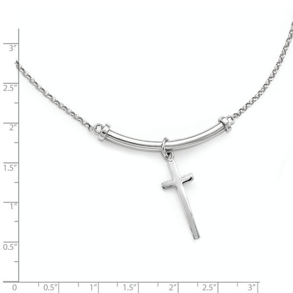 Leslie's Sterling Silver Polished Cross w/1in ext. Necklace - Image 3