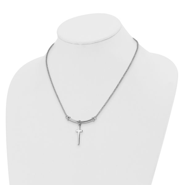 Leslie's Sterling Silver Polished Cross w/1in ext. Necklace - Image 4
