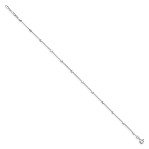 Leslie's Sterling Silver Polished Beaded with 1in ext. Anklet - Image 2