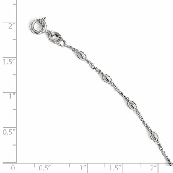 Leslie's Sterling Silver Polished Beaded with 1in ext. Anklet - Image 4