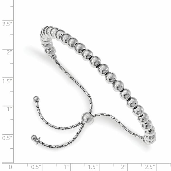 Leslie's Sterling Silver Polished Beaded Adjustable Bracelet - Image 2