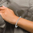 Leslie's Sterling Silver Polished Beaded Adjustable Bracelet - Image 3