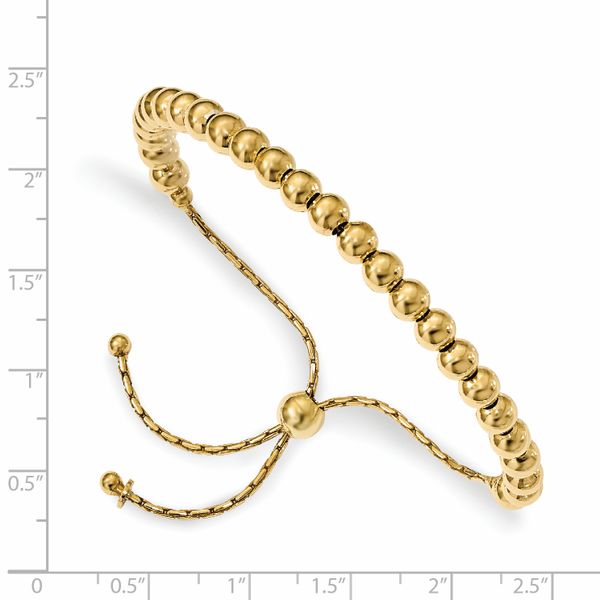 Leslie's Sterling Silver Gold-tone Polished Beaded Adjustable Bracelet - Image 2