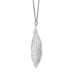 Leslie's Sterling Silver Rhodium-plated Leaf w/1in ext. Necklace