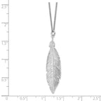 Leslie's Sterling Silver Rhodium-plated Leaf w/1in ext. Necklace - Image 3