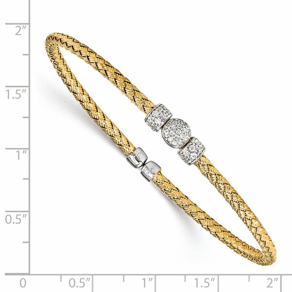 Leslie's Sterling Silver Rhodium-plated and Gold-plated CZ Woven Cuff - Image 2