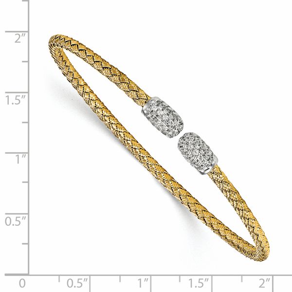 Leslie's Sterling Silver Rhodium-plated and Gold-plated CZ Woven Cuff - Image 2