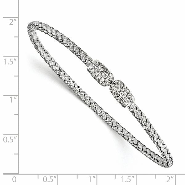 Leslie's Sterling Silver Rhodium-plated CZ Woven Cuff - Image 2
