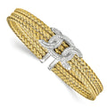 Leslie's Sterling Silver Rhodium-plated and Gold-plated CZ Woven Cuff