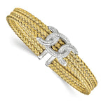 Leslie's Sterling Silver Rhodium-plated and Gold-plated CZ Woven Cuff