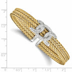 Leslie's Sterling Silver Rhodium-plated and Gold-plated CZ Woven Cuff - Image 2