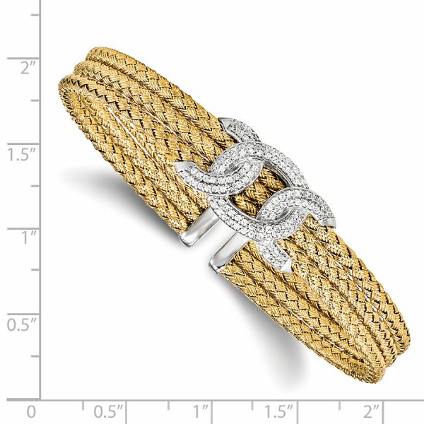 Leslie's Sterling Silver Rhodium-plated and Gold-plated CZ Woven Cuff - Image 2