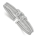 Leslie's Sterling Silver Rhodium-plated CZ Woven Cuff